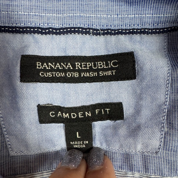 Banana Republic Men’s Custom 078 Wash Shirt Camden Fit Button Down Blue Large - Picture 3 of 12